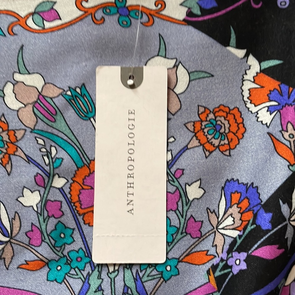 Anthropologie Tiny Floral Blouse with Elastic Waist,Side Drawstring, XL,NWT - Picture 10 of 15